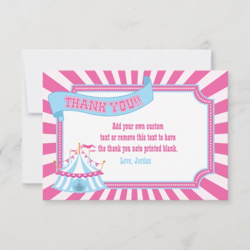 Pink Blue  Carnival Thank You Cards