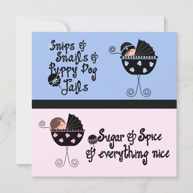 Pink Blue Carriage Gender Reveal Invitation (Front)
