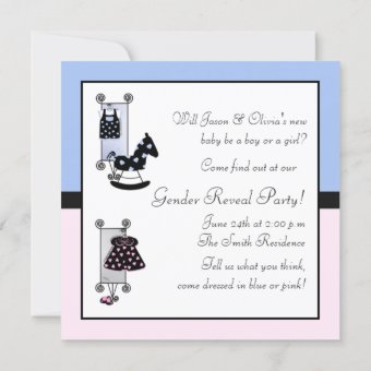 Pink Blue Carriage Gender Reveal Invitation | Zazzle