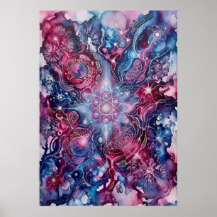 Pink Blue Chakra Spirit Energy Art Poster