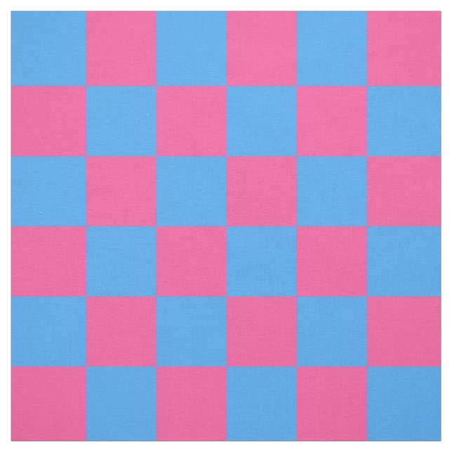 Pink Blue Checkered Check Pattern Fabric (Swatch)