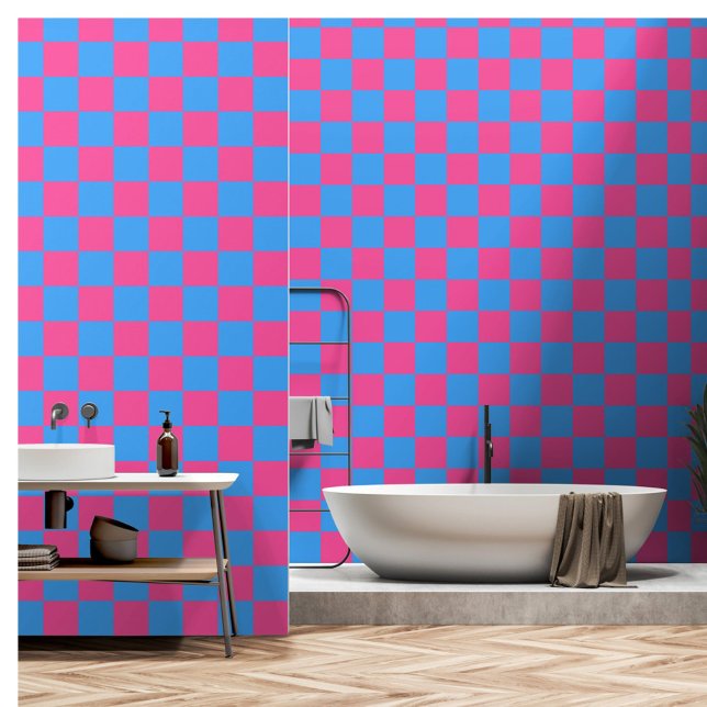 Pink Blue Checkered Check Pattern Wallpaper (Creator Uploaded)