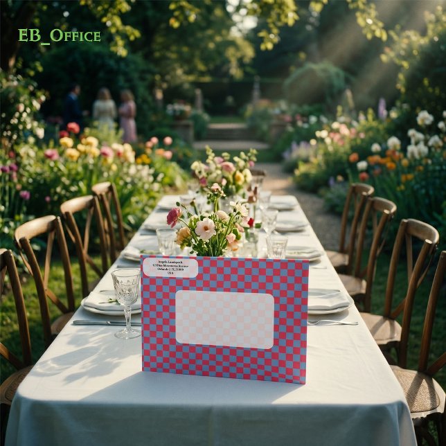 Pink & Blue Checkered  Return Address  Envelope (Love the envelope, but looking for a different hue? Visit EB_Office to explore our full collection.)