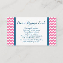 Pink Blue Chevron Baby Shower Book Request Card