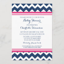 Pink Blue Chevron Custom Baby Shower Invitations