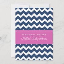 Pink Blue Chevron Custom Baby Shower Invitations