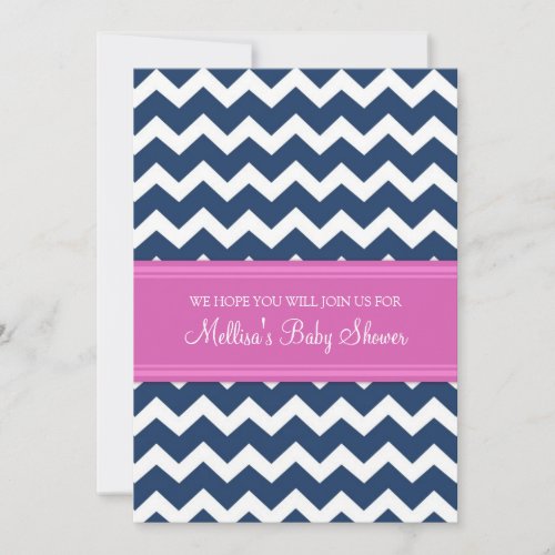 Pink Blue Chevron Custom Baby Shower Invitations