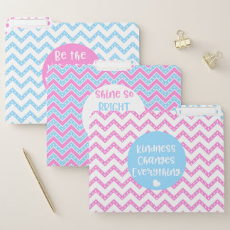 Pink & Blue Chevron Inspiration File Folders