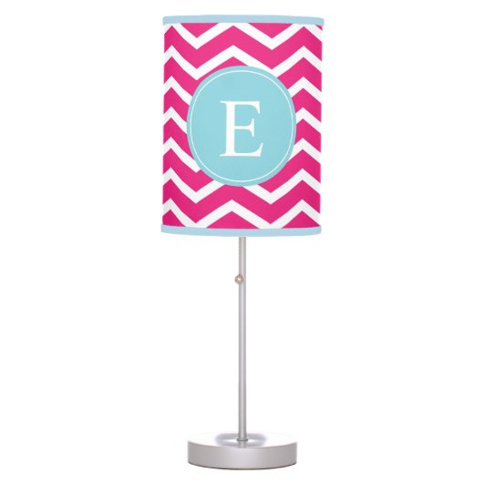 Pink Blue Chevron Monogram Table Lamp (Front)