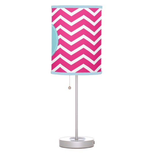 Pink Blue Chevron Monogram Table Lamp (Right)
