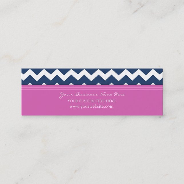 Pink Blue Chevron Retro Business Cards (Front)