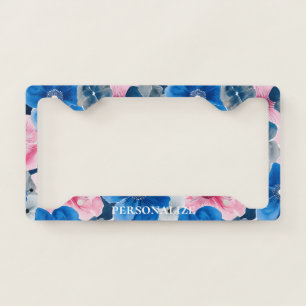 Pink Blue Chic Floral License Plate Frame