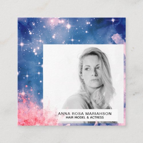  Pink Blue Chic Hair Model Actress Stars PHOTO Square Business Card