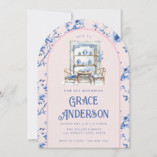 Pink & Blue Chinoiserie Tea Invitation