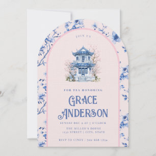  Pink & Blue Chinoiserie Tea Invitation