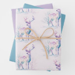 Pink &amp; Blue Christmas Deer Wrapping Paper 