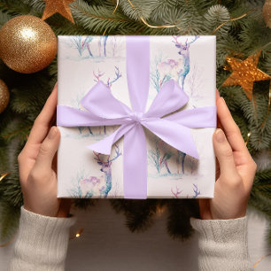 Pink & Blue Christmas Deer Wrapping Paper