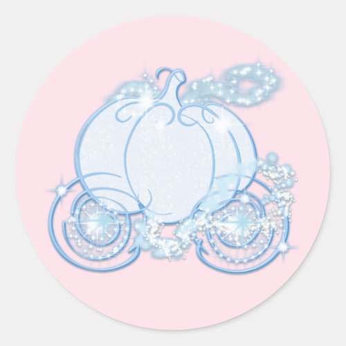 Pink  Blue Cinderella Princess Carriage Party Classic Round Sticker