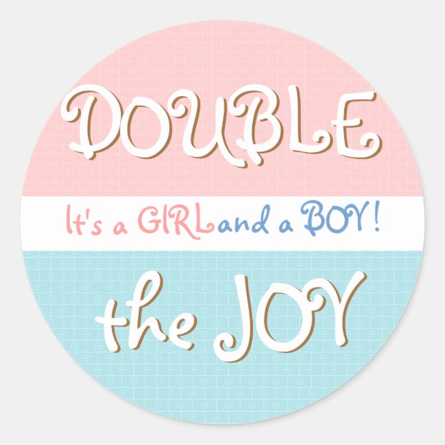 Pink & Blue Circles & Dot Twin Baby Sticker (Front)