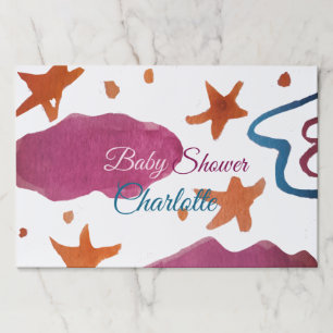 Pink blue clouds baby shower add name watercolor s paper pad