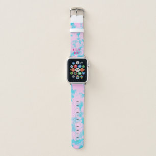 Pink Blue Clouds Personalized Apple Watch Band