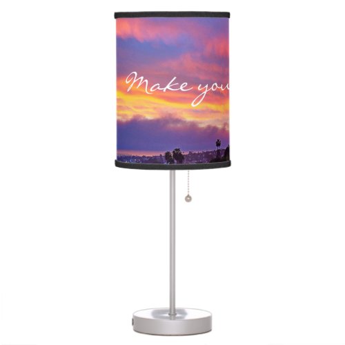 Pink Blue Clouds Sunset Photo Make Your Own Magic Table Lamp