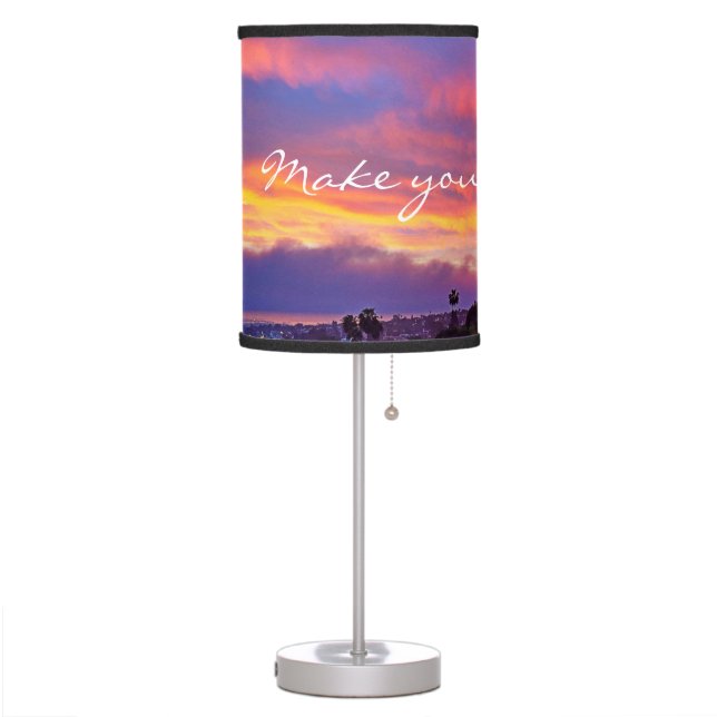 Pink Blue Clouds Sunset Photo Make Your Own Magic Table Lamp (Left)