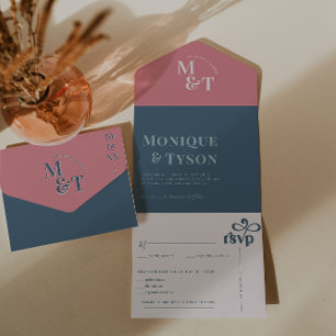 Pink & Blue Cotton Candy Wedding All In One Invitation