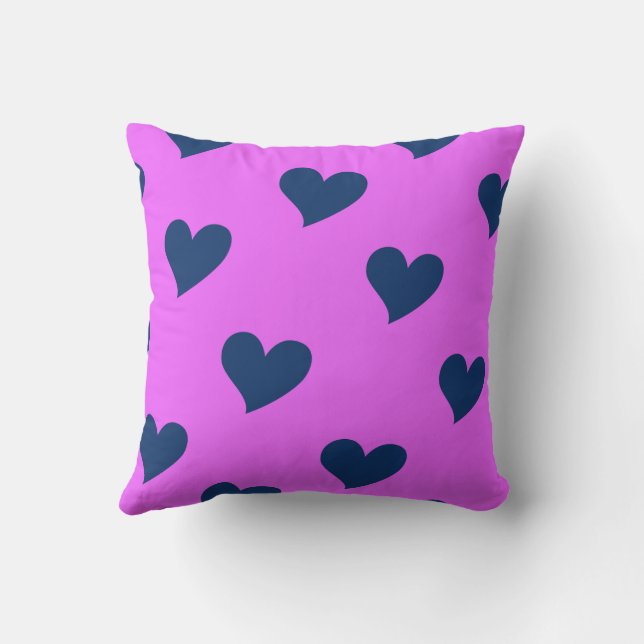Pink Blue Cute Cozy Modern Romantic Chic Heart Throw Pillow (Back)