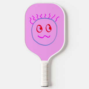 Pink Blue Cute Face Pickleball Paddle