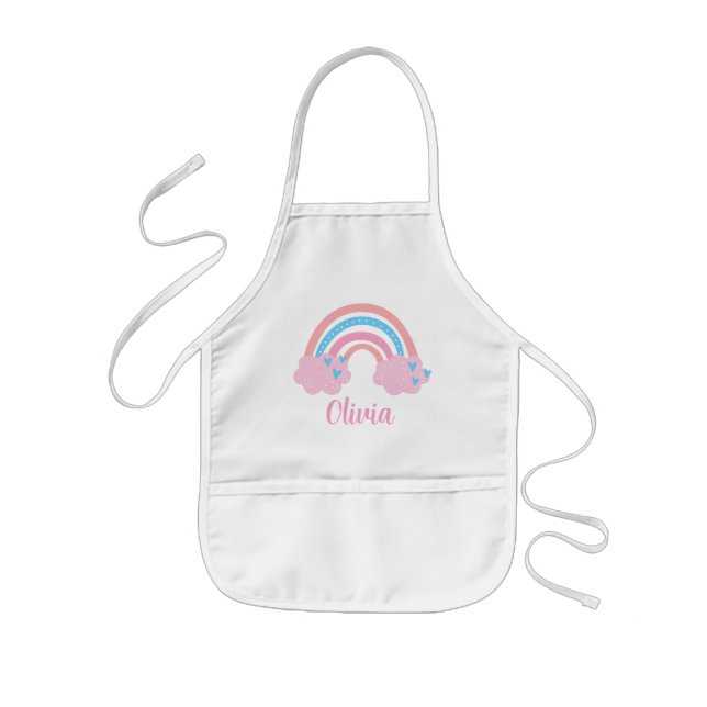 Pink Blue Cute Rainbow Hearts Kids Kids' Apron (Front)