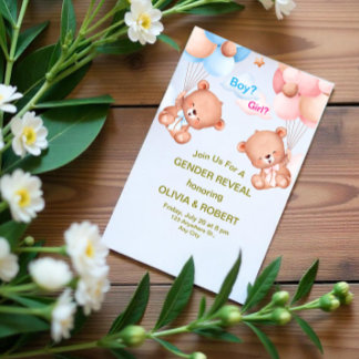 Pink Blue Cute Watercolor Gender Reveal Invitation