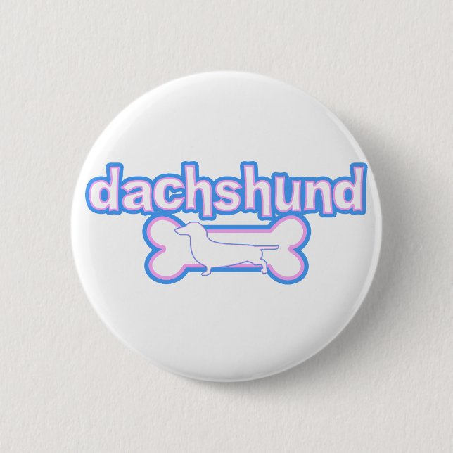 Pink & Blue Dachshund Button (Front)