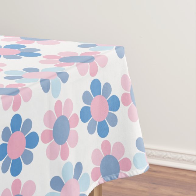 Pink Blue Daisies Tablecloth (In Situ)