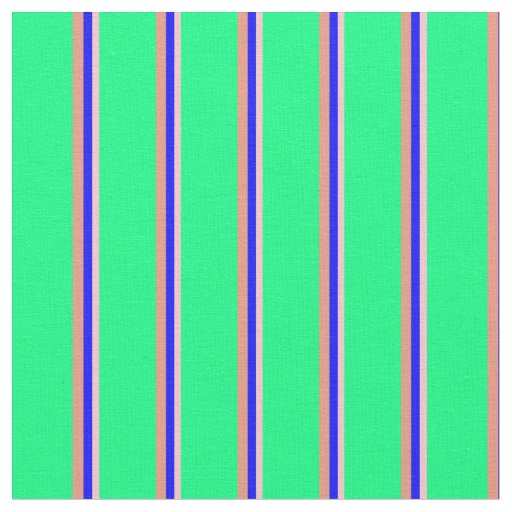 Pink, Blue, Dark Salmon & Green Striped Pattern Fabric