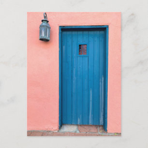 Pink & Blue Door Vintage Tucson Arizona Photo Postcard