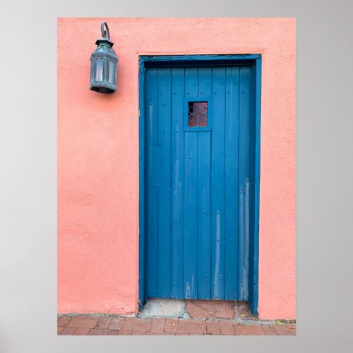 Pink  Blue Door Vintage Tucson Arizona Photo Poster