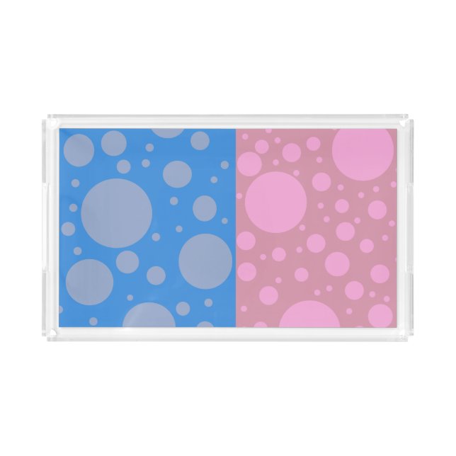 Pink Blue Dots Custom Small Vanity Tray (Front)