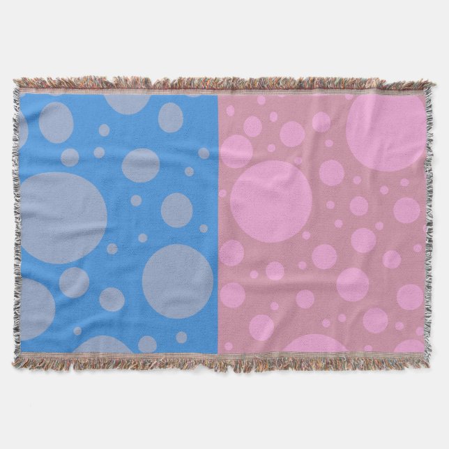 Pink Blue Dots Throw Blanket (Front)