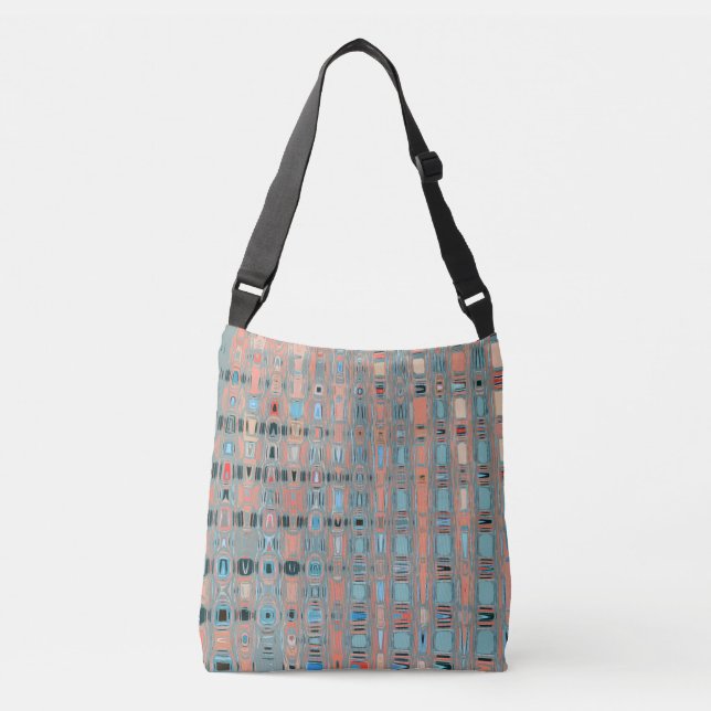 Pink Blue Earth Toned Pattern Crossbody Bag (Front)