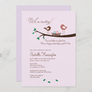 Pink & Blue Eggs Twins Baby Shower Invitation