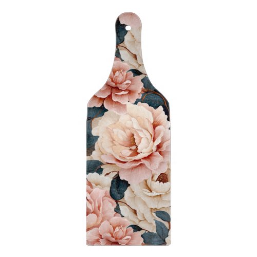 Pink Blue Elegant floral Pattern Blush  Cutting Board