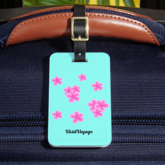 pink blue elegant modern pattern  luggage tag (Front Insitu 2)