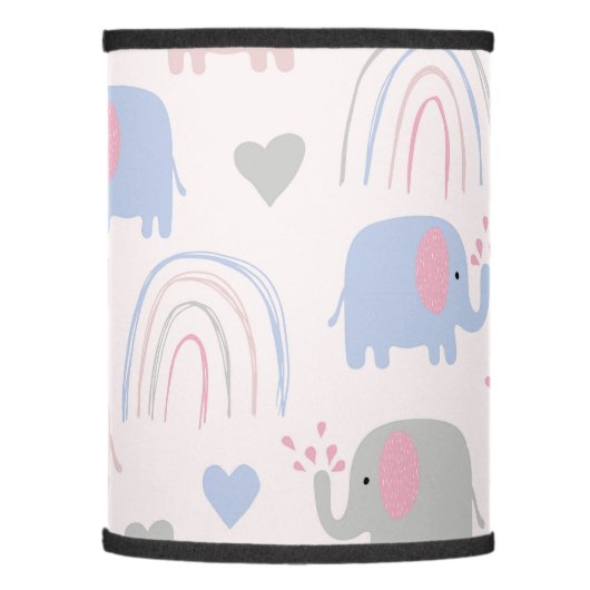 Pink Blue Elephants Rainbows Baby Nursery Lamp Shade (Left)