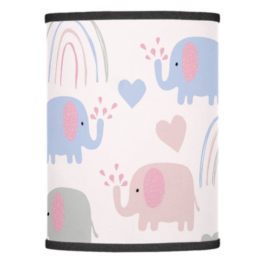 Pink Blue Elephants Rainbows Baby Nursery Lamp Shade (Front)