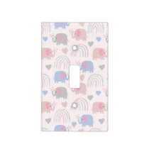 Pink Blue Elephants Rainbows Nursery Baby Light Switch Cover