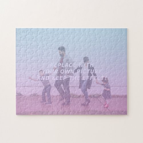 Pink  Blue Faded Gradient Effect Customizable Jigsaw Puzzle