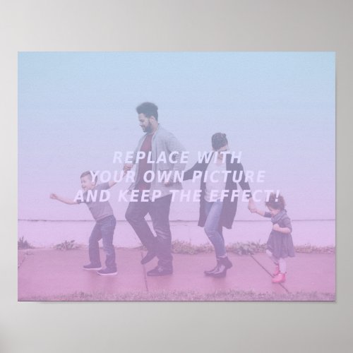 Pink  Blue Faded Gradient Effect Customizable Poster