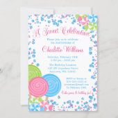 Pink Blue Faux Glitter Candy Birthday Invitations (Front)