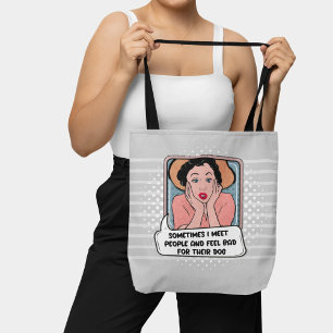 Pink Blue Feminist Retro Pop Art Funny Phrase  Tote Bag